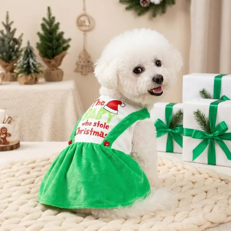 Dog dress, Christmas holiday two piece dress, suitable for small and medium-sized dogs, cats, dogs, Christmas dress up costumes