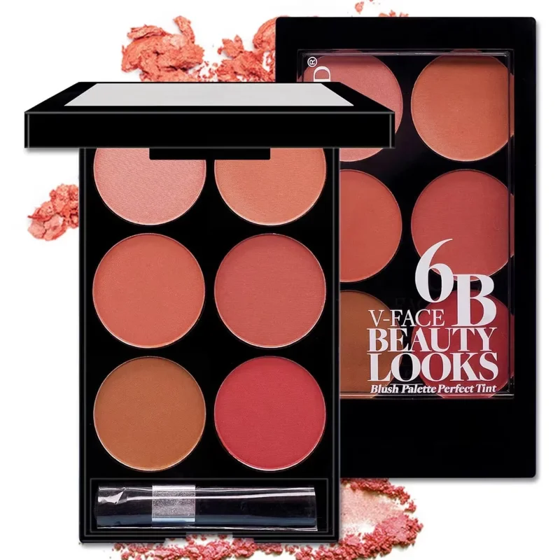 6-farbige Rouge- und Konturierungs-All-in-One-Palette, perlmuttartige, matte Puder-Make-up-Palette