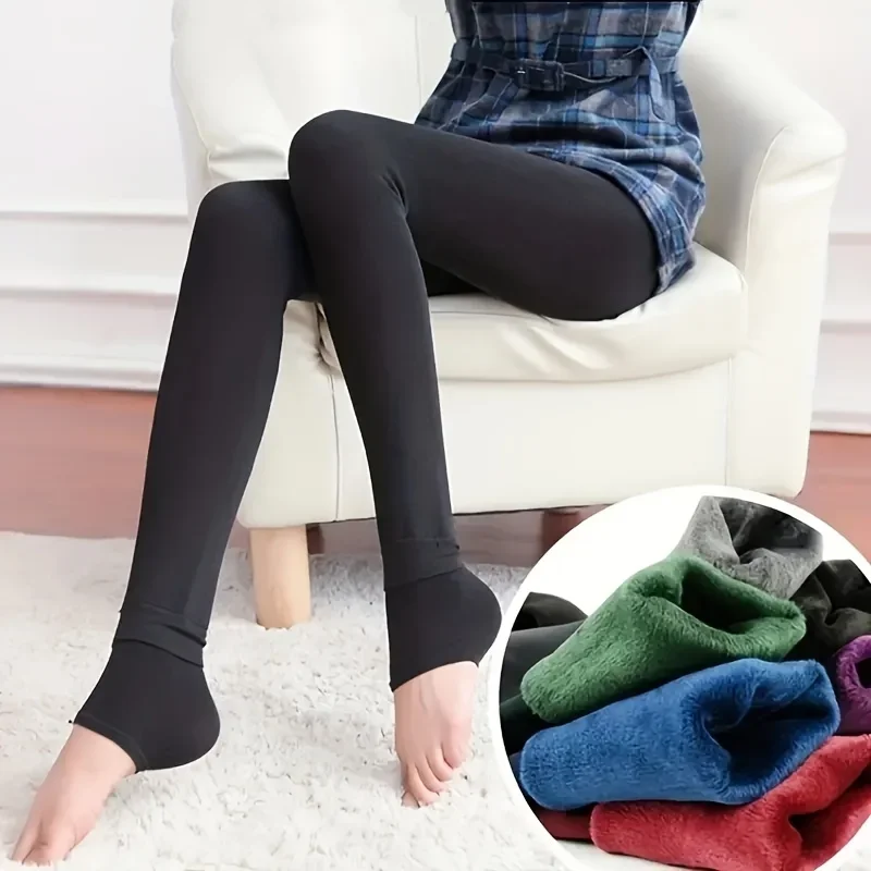 Ultra Soft Plush Lined Thermal Leggings - Warm, Opaque, High Waisted, Footless, and Comfortable  Stockings and Hosiery Needs