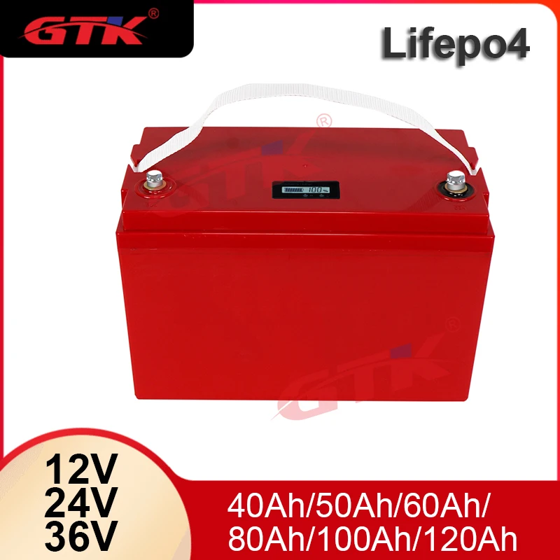 GTK Lifepo4 Battery 12V 24V 36V 40Ah 50Ah 60Ah 80Ah 100Ah With Bms For Solar Rv Motorhome Boat