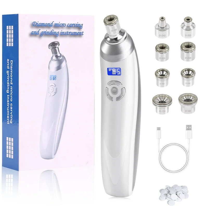 2025 sem fio diamante microdermoabrasão máquina removedor de cravo vácuo poros limpador facial ferramenta cuidados com a pele rosto dispositivo beleza