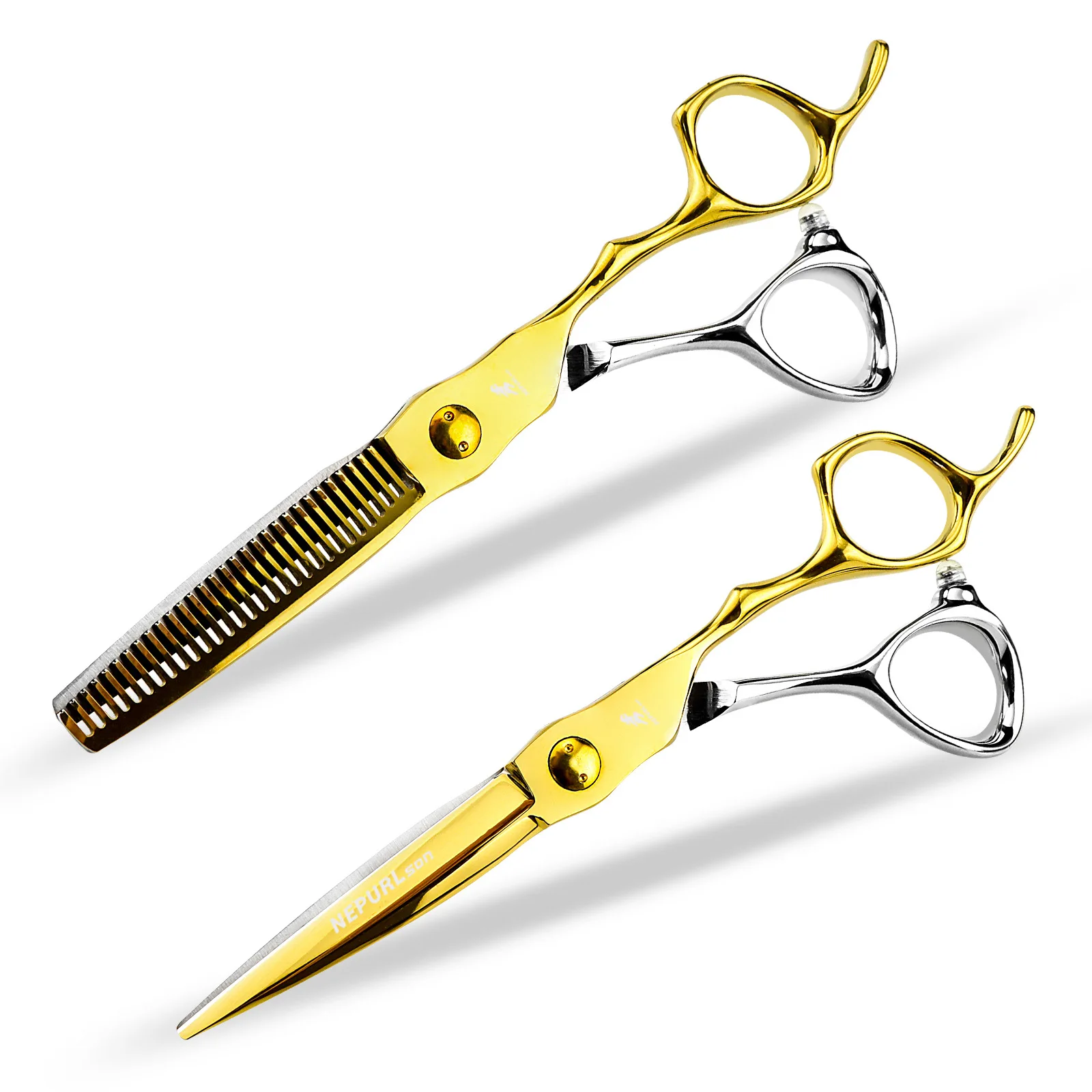 Professional Hairdressing Scissors Japan Stainless Hair Cutting Scissors Gold-Silver Barber Scissors Salon Thinning Shears Set