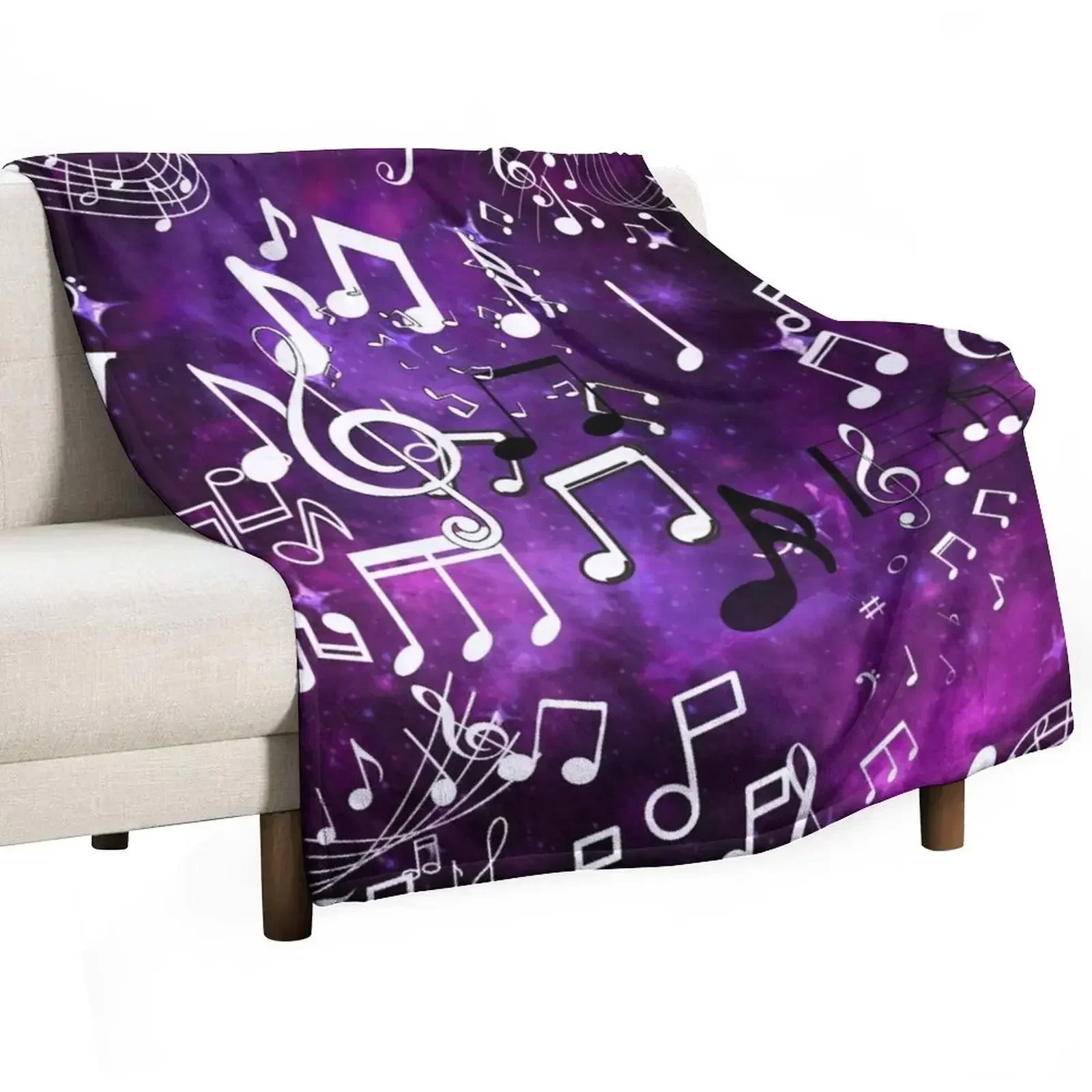 

Purple glow music notes Throw Blanket Sofa Quilt Nap Multi-Purpose Blankets