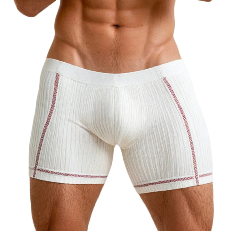 Letnie, oddychające, elastyczne, dopasowane szorty męskie, dzianinowe szorty w paski z kontrastowymi kolorami, bielizna nocna męska, dzianinowe szorty.