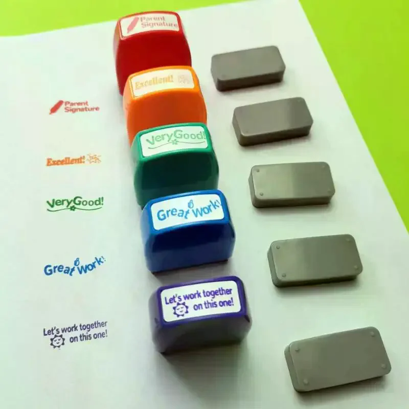 5 Pcs Self Inking Teacher Feedback Stamps With Encouraging Phrases For Classroom Grading Homeschool Homework Review