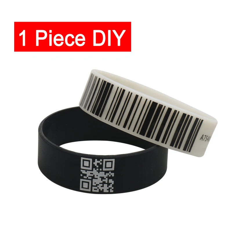 1 pieza DIY pulsera de tamaño ancho código QR personalizado pulsera de silicona con código de barras grabado con Color nunca se decolora pulsera para regalo
