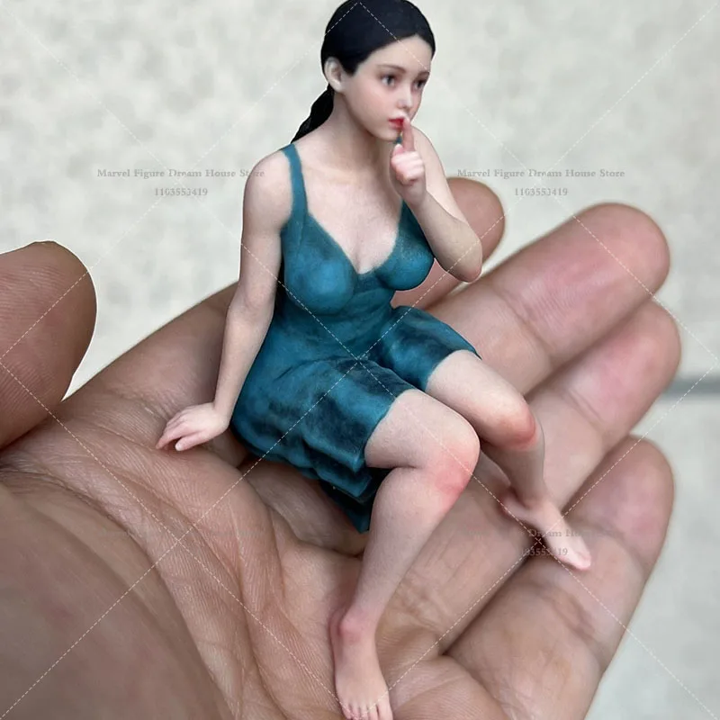 

1/16 1/18 1/12 1/10 Scale Scene Miniature GK Painting Resin Sculpture Realistic Blue Dress Beauty Fat Plump Girl Action Figure