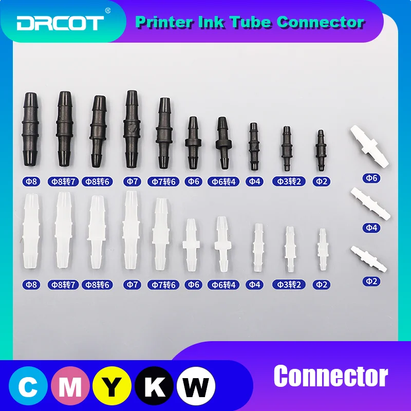 20PCS Solvent Printer Ink Tube Fittings adapter Roland Mimaki Eco-solvent Printer Ink Pipe Connector Inkjet Printer Hose Joint