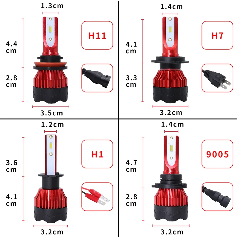   1 conjunto 9005 9006 h3 h13 h8 880 h27 9004 9007 h11 881 led h4 led h7 farol de carro automático h1 k5 55w 6000lm 6000k lâmpada de automóvel