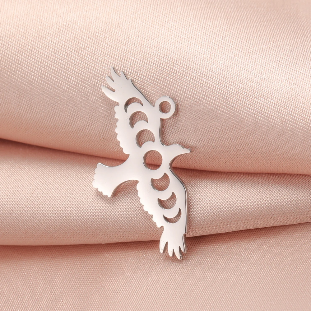 EUEAVAN 1pc Stainless Steel Eagle Pendant Gothic Wild Bird Charm Necklace Earrings Jewelry Making Accessories Valentines Gift