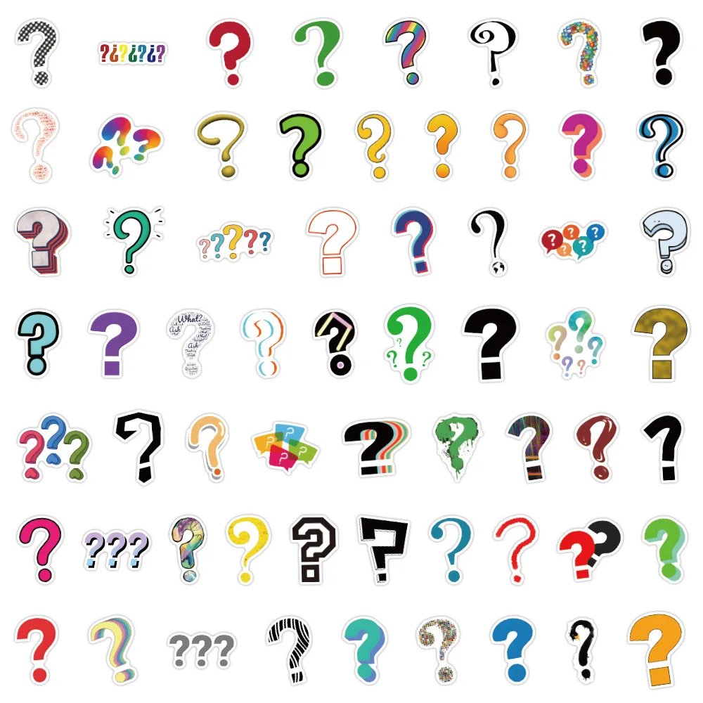 10/60/120PCS Cartoon Question Mark Stickers Notebook Guitar Phone Cup DIY Sticker Pack Waterproof Laptop Phone Case Decal Toys