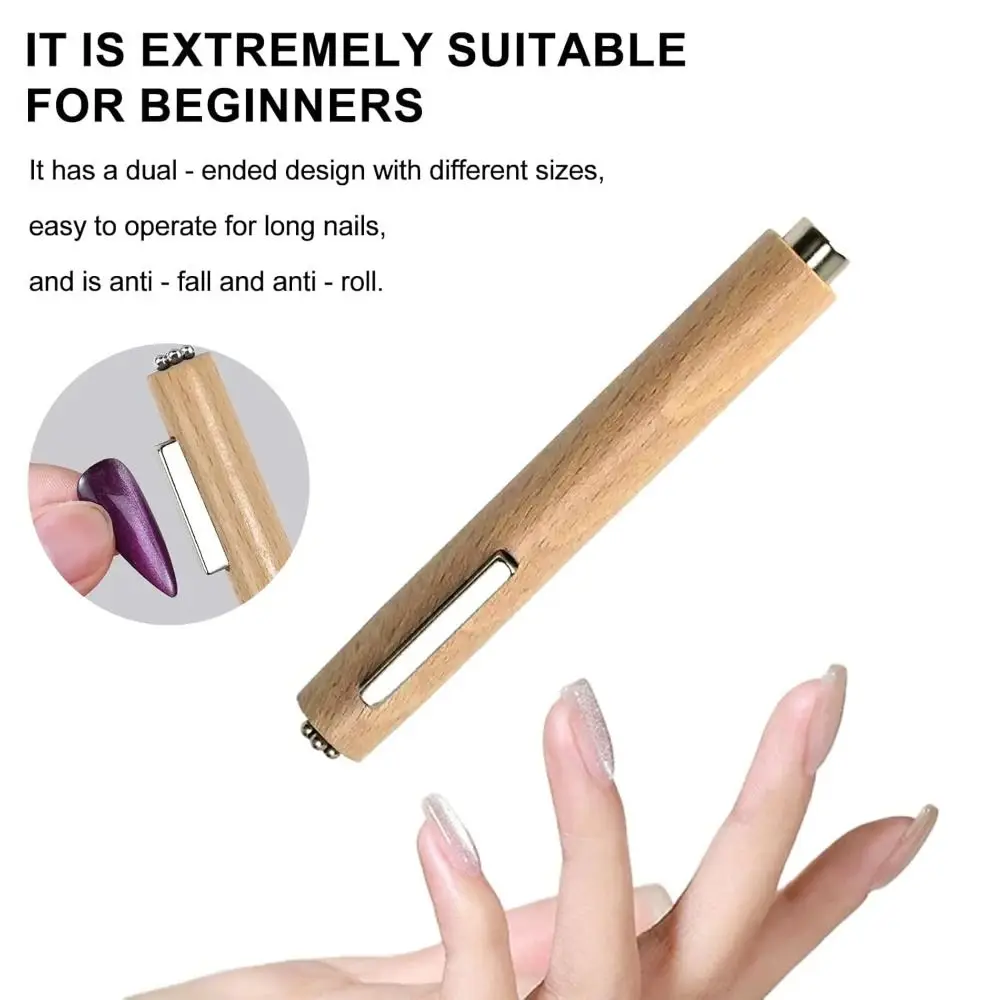 Wooden Handle 3 in 1 Cylindrical Nail Art Magnet Multifunctional Powerful Nail Art Magnet Pen Protable Nail Tools