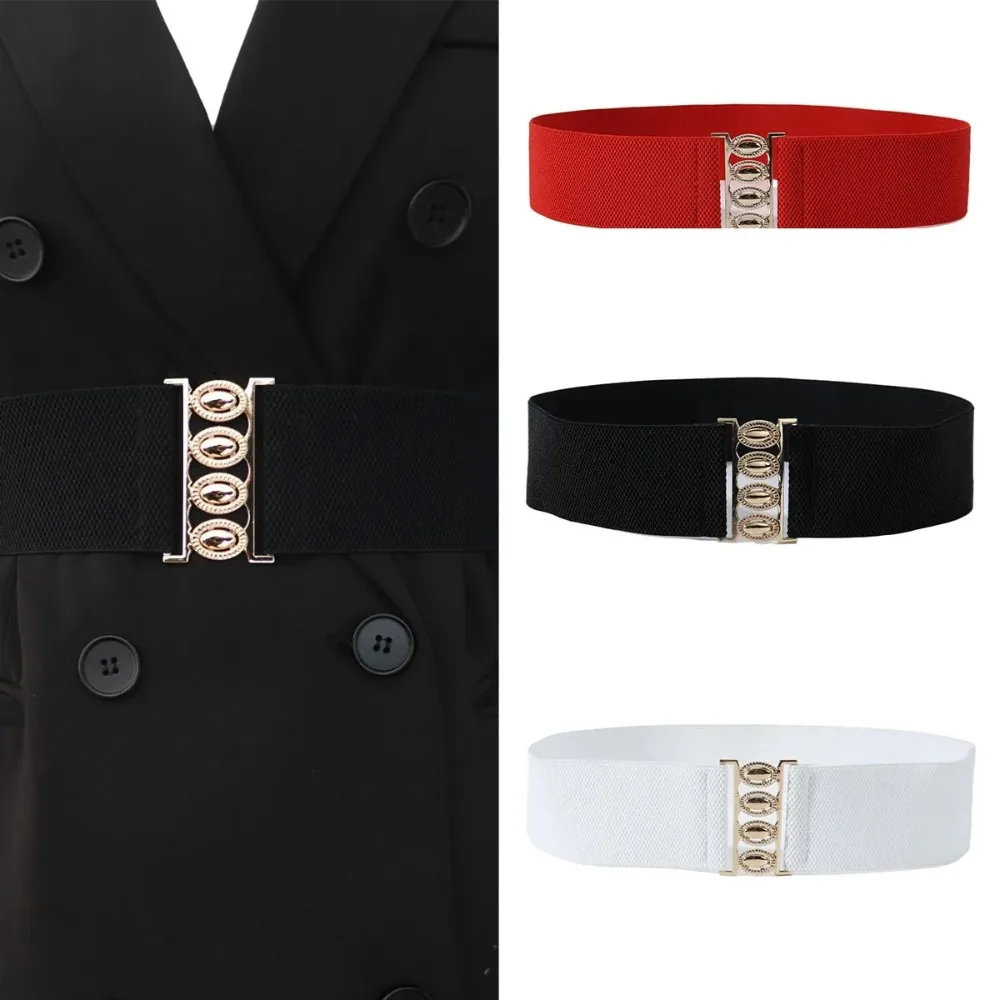 

Женские широкие эластичные пояса-корсеты для талии с металлической пряжкой, регулируемые, для платьев, юбок, джинсов, аксессуары, 1 шт.