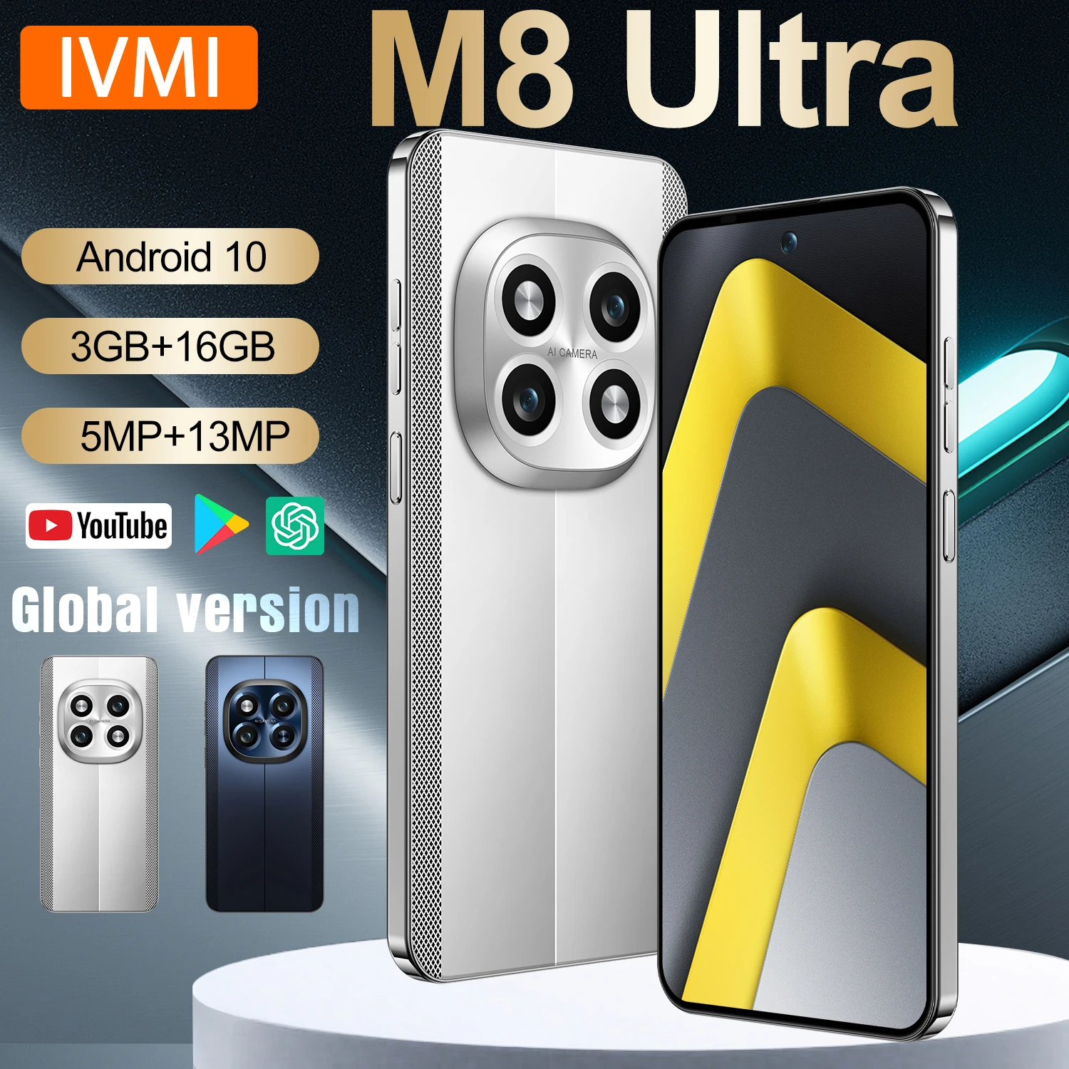 IVMI M8 Ultra Smartphones Android10.0 Dual SIM 6.6