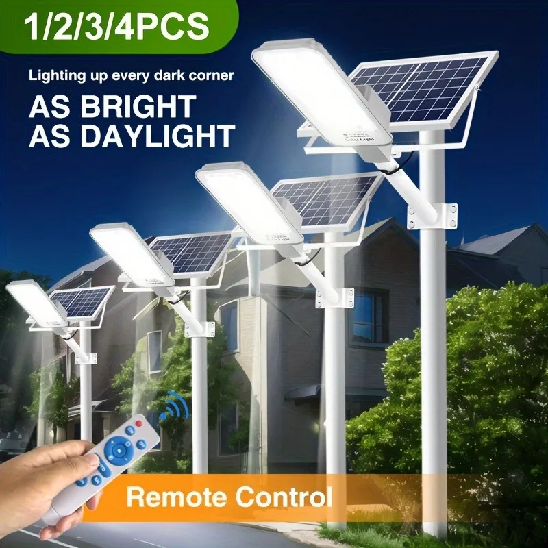 Lampy uliczne solarne Swiatla do użytku zewnętrznego, 1000W, światło bezpieczeństwa od zmoru do świtu z baterią 6000mAh, 128 diod LED o ultra jasnym świetle, zasilane energią słoneczną, wodoodporne
