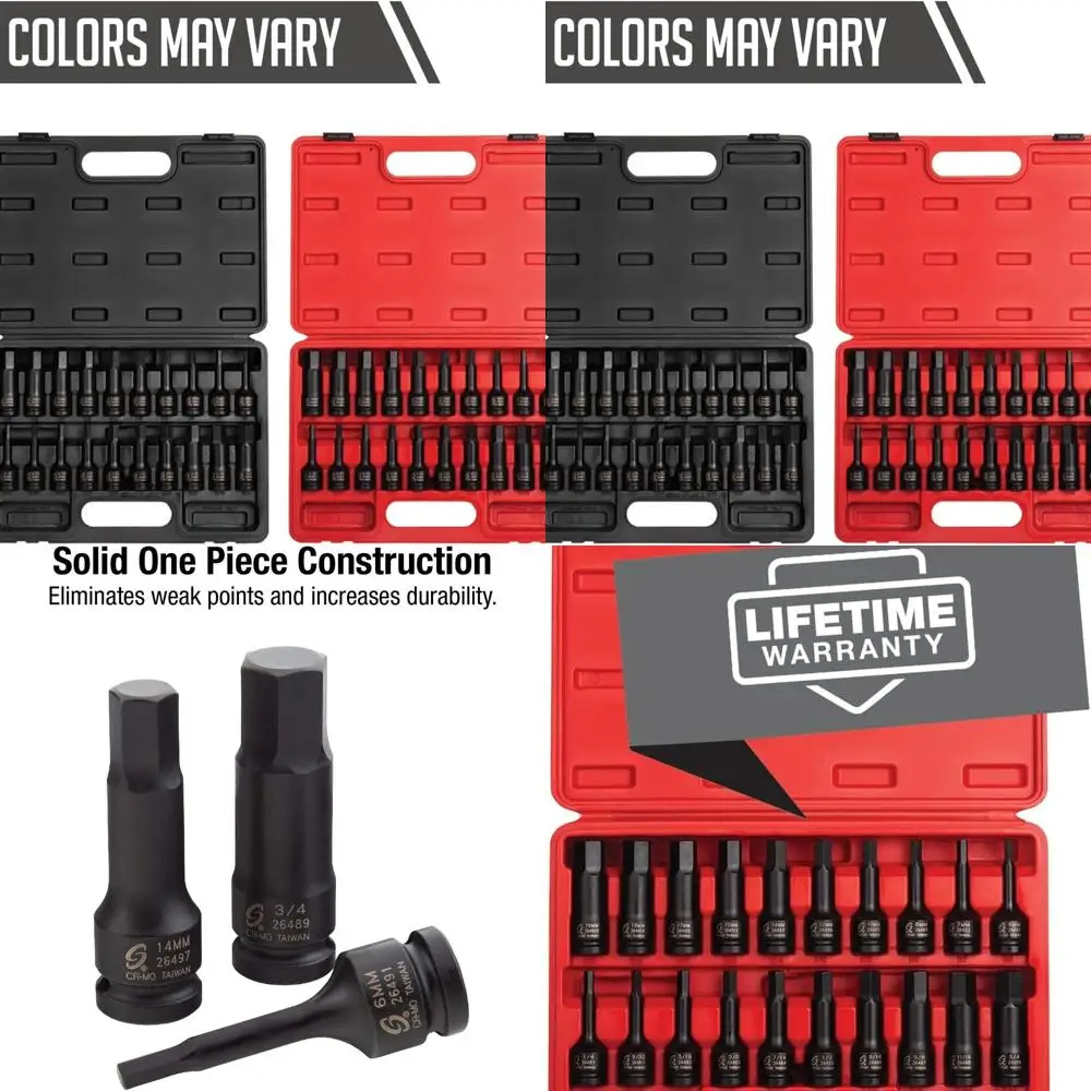 

2637, набор шестигранных отверток 1/2 дюйма Drive Master Impact, 20 предметов, SAE/Metric, 1/4–3/4 дюйма, 6–19 мм, сталь Cr-Mo, маркировка двойного размера, он