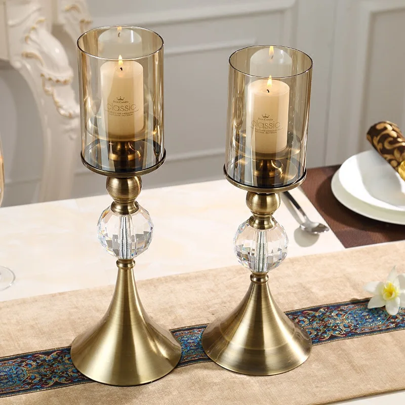 

Single Candle Holder Romantic Crystals Candlestick Luxury Candle Stand Home Table Decoration Candelabra Crystal Candle Holder