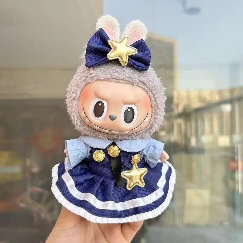 

17 см мини-плюшевая кукольная одежда, аксессуары для корейки Kpop Labubu Idol, розовая яркая шелковая газовая юбка принцессы с бантом, одежда