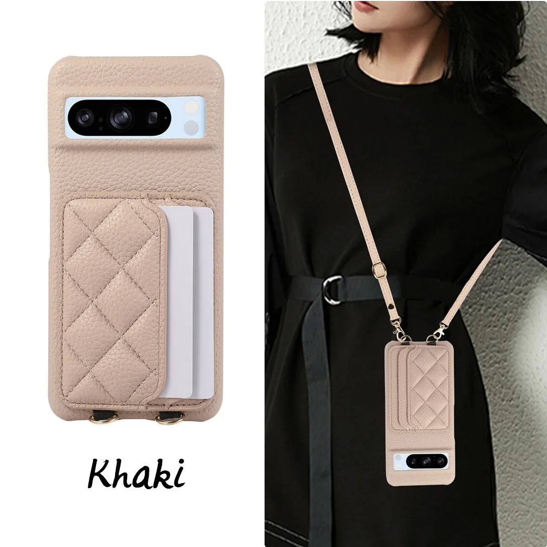 

Luxury Crossbody 3D Diamond Grid Leather Card Holder Wallet Case For Google Pixel 9A 10 Pro XL 8A 8Pro 7A 7Pro 6Pro Phone Cover