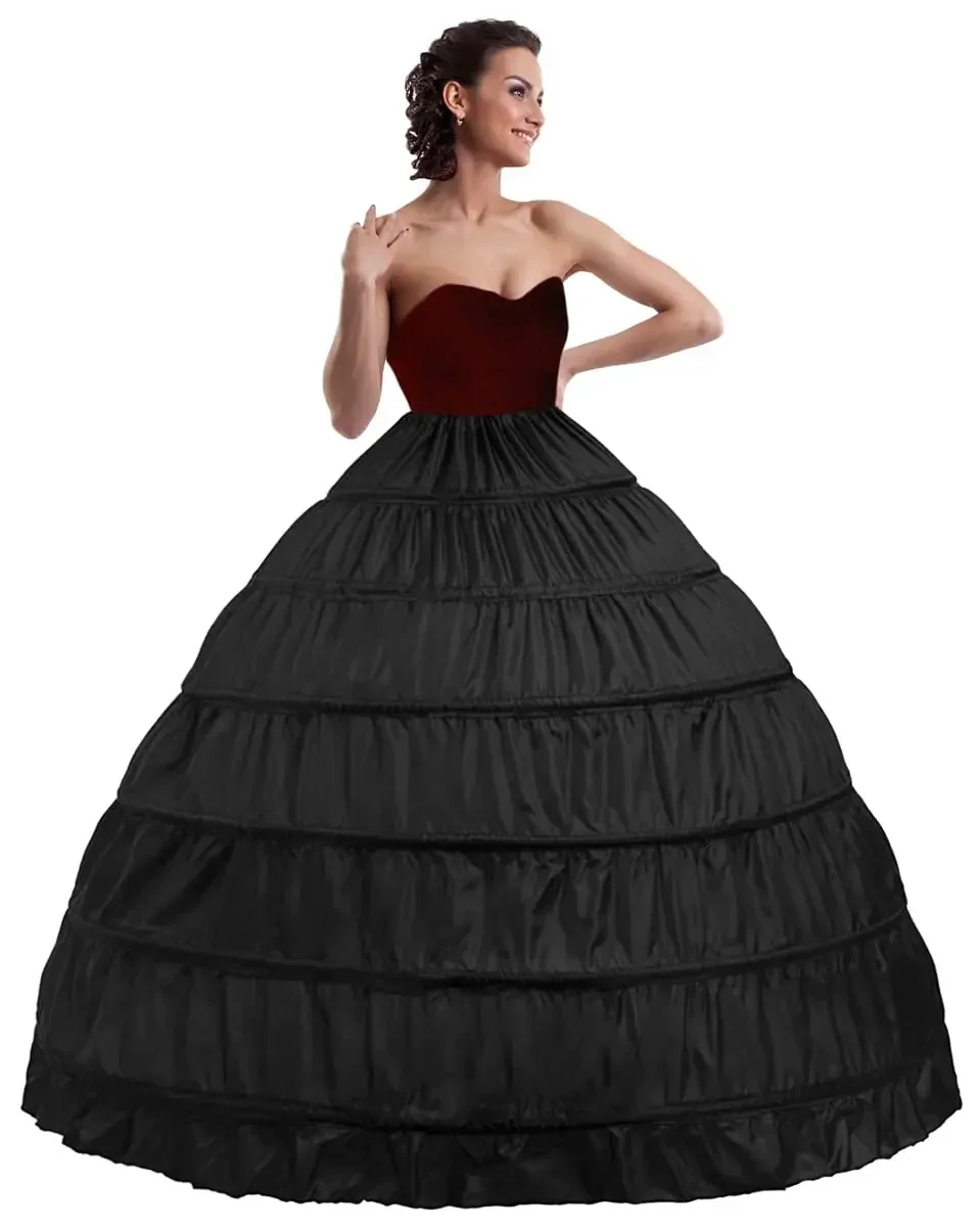 

Women Crinoline Petticoat A line Full 6 Hoop Skirt Slip Floor Length Crinoline Underskirt Wedding Petticoat
