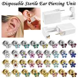 Unidad desechable estéril para Piercing de oreja, cristal sin dolor, Gema Cz, pendientes, Tragus, cartílago, hélice, joyería, 1 unidad