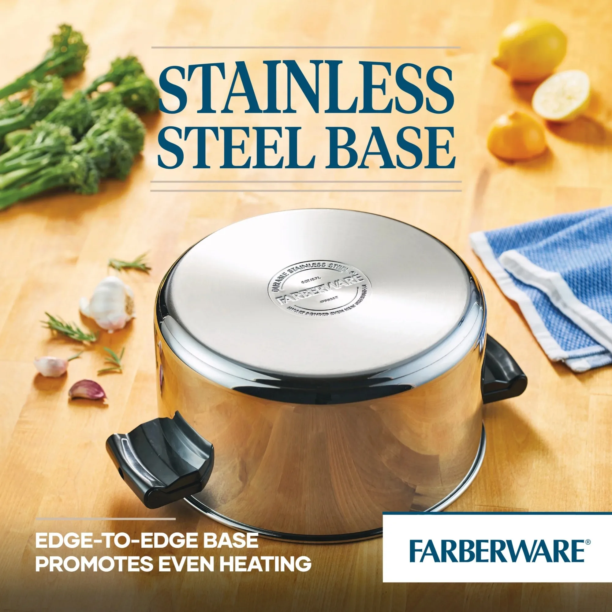Classic Series 6 Quart Stainless Steel Stockpot with Lid, Induction Compatible, Metal Utensil and Dishwasher Safe
