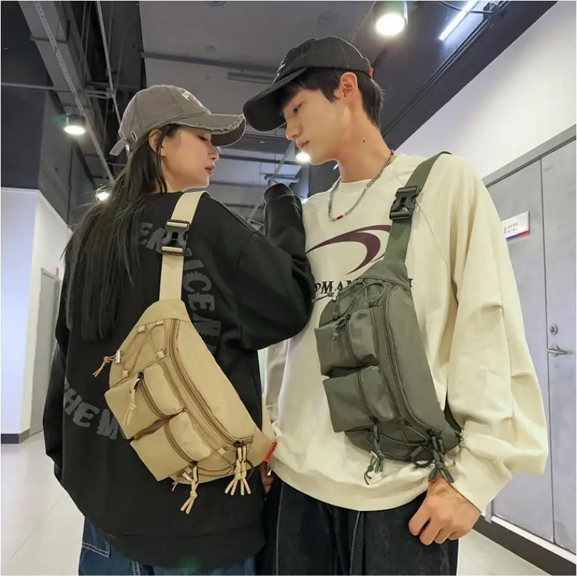 Men's Woman Breast Package Waterproof Outdoor Sports Bag Canvas Pouch Korean-style Waist Bag Fanny Pouch Crossbody Banana Bag