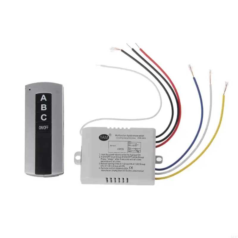 N84C 220V مفتاح الضوء اللاسلكي 3-Way ومجموعة مستقبلات الإضاءة عن بعد لمصابيح LED ، مصابيح السقف ، المصابيح