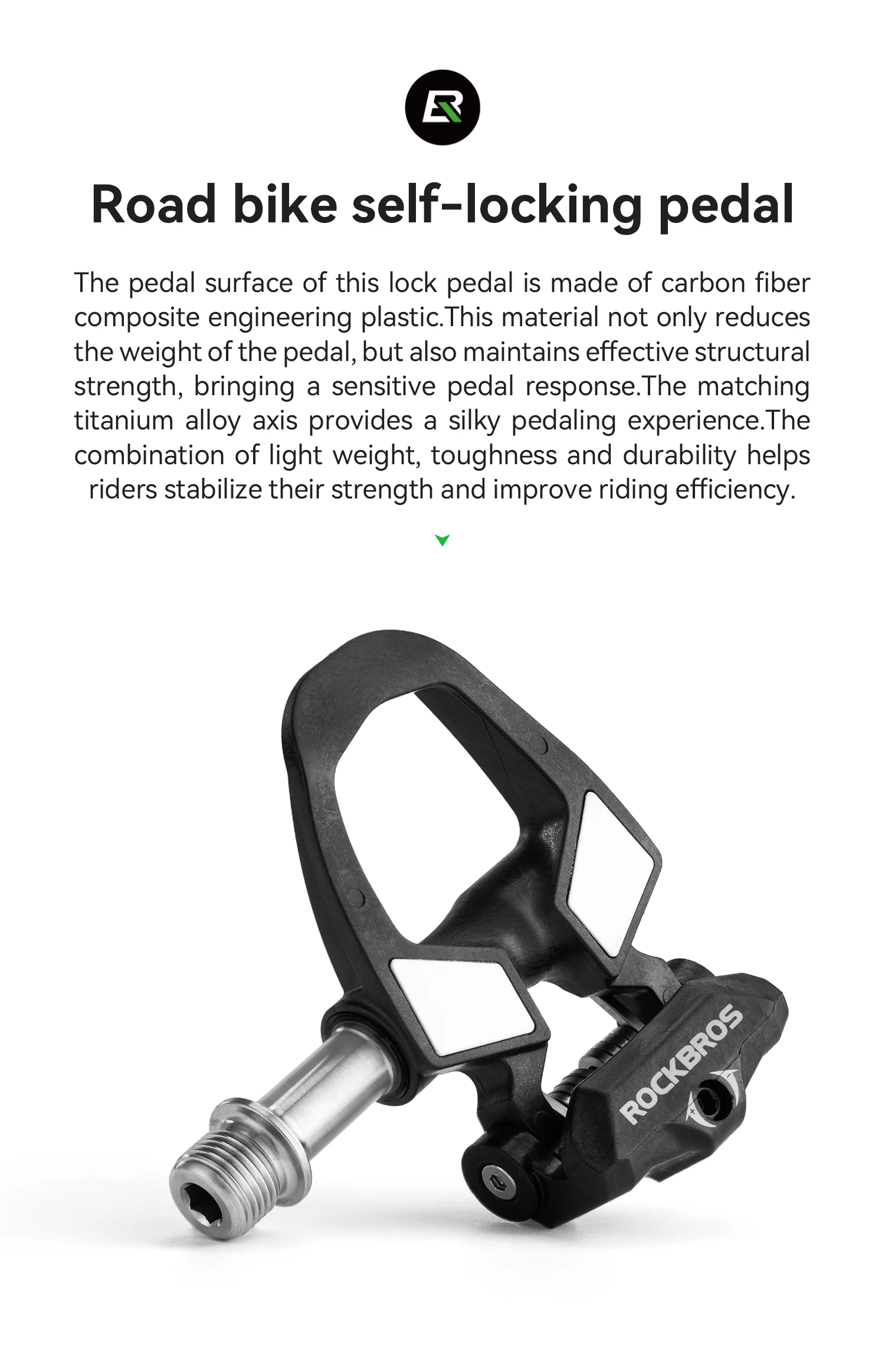 ROCKBROS Rennrad-Sperrpedal aus Carbonfaser, leichtes, schnelleres selbstsicherndes Pedal, SPD-Sperrpedal aus Aluminiumlegierung mit Sperrkappen – Detail 2