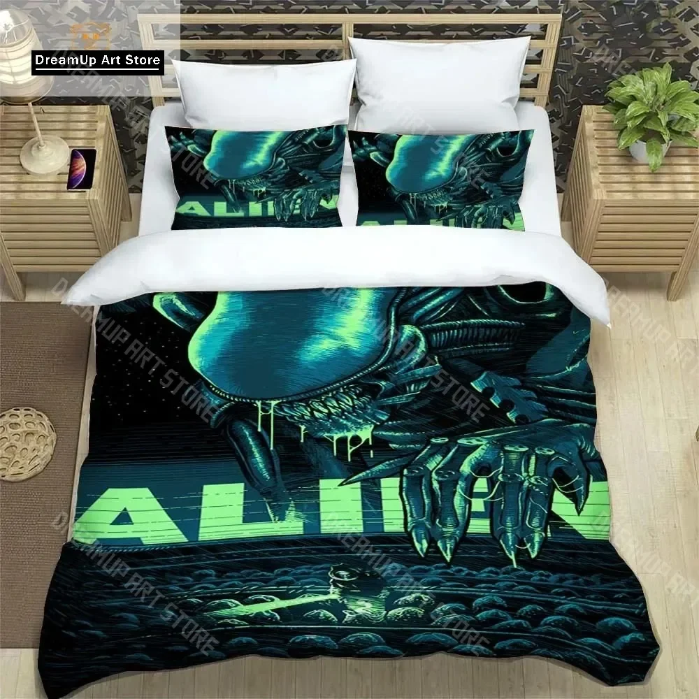 

3D Print Alien Bedding Set Quilt Cover Bed Cover with Pillowcase Twin Single Queen King Size Boys Adult Home Textile