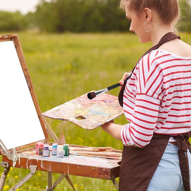 10 Mop Brush For Acrylic Painting,Blending Brush For Acrylic Painting,Oval Blending Brushes Oil Paint Brush For Gouache