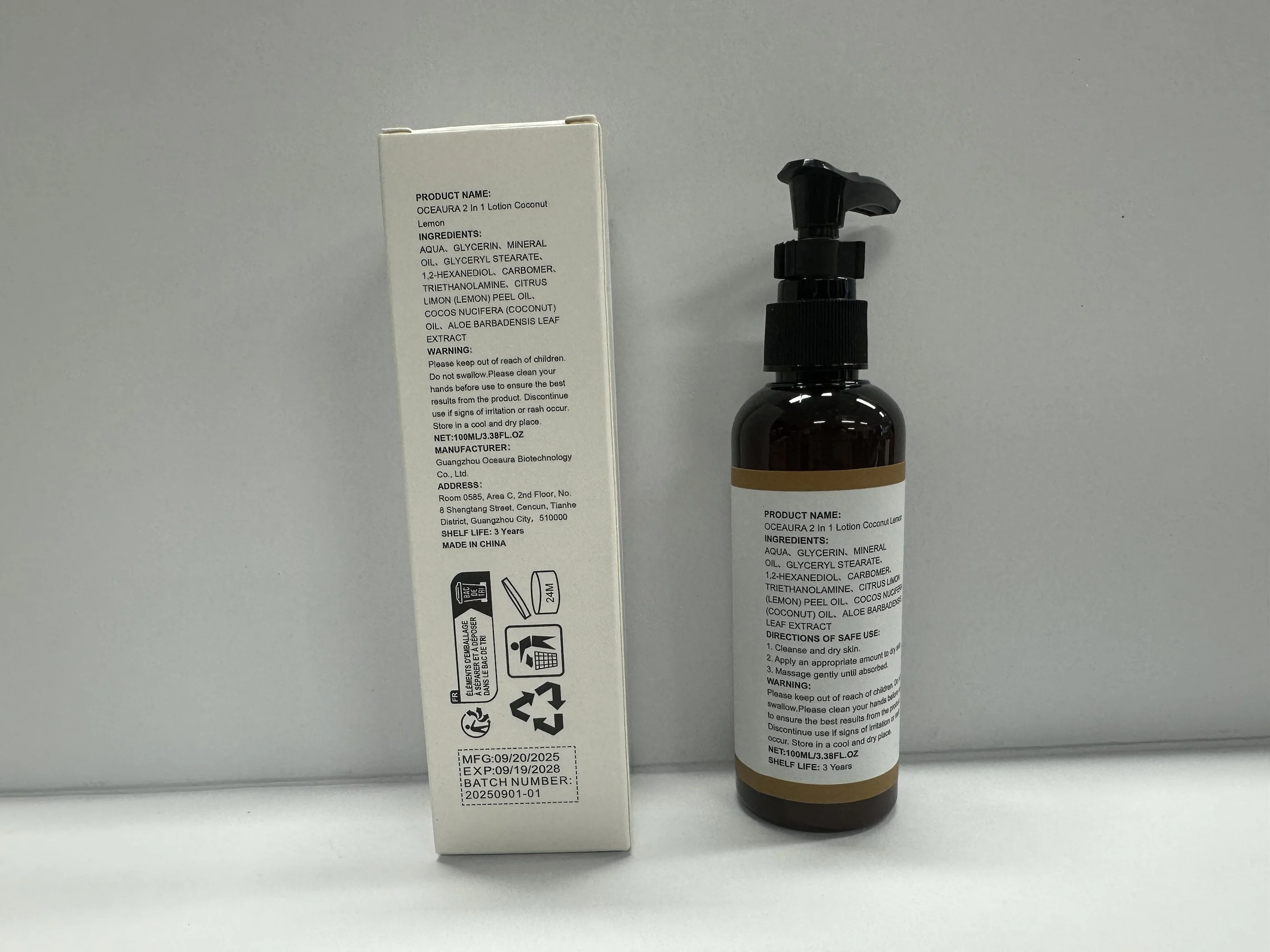 OceAura 2 w 1 Lemon Body Lotion Nawilżający i Odżywczy Krem do Ciała dla Wszystkich Typów Skóry, Codzienna Pielęgnacja Nawilżająca, 100ml