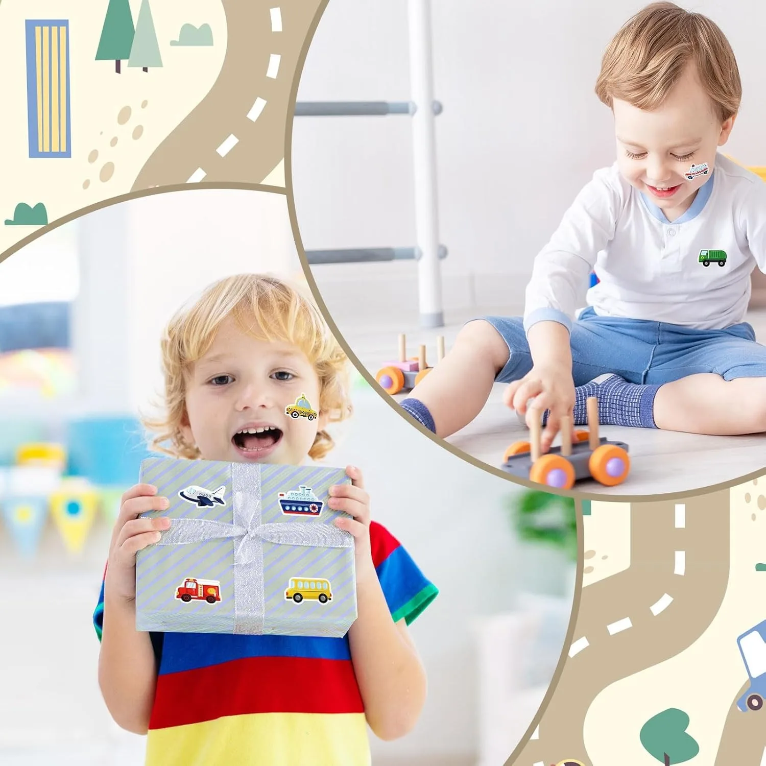 100-500pcs Cartoon Transportation Vehicles Stickers Birthday Wedding Party Gift Wrapping Label Scrapbook Stationery Stickers image 5