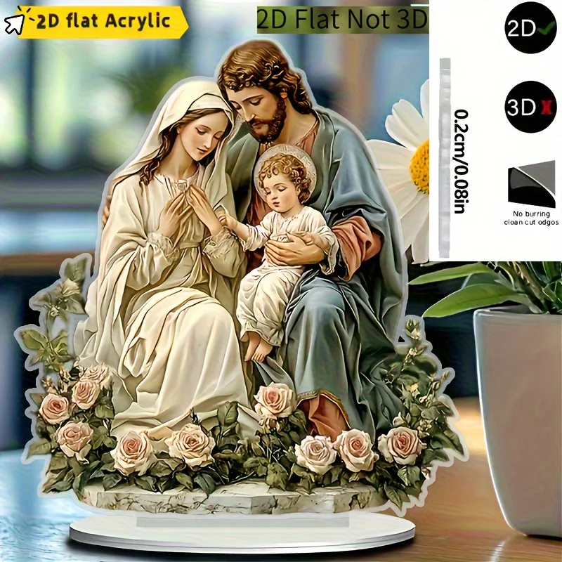 2D Flat, 2D Flat Print, Jesus Birth Themed Desktop Display Sign. Multi-functional Home Display Cabinet Sign, 2D Flat, Suitable f