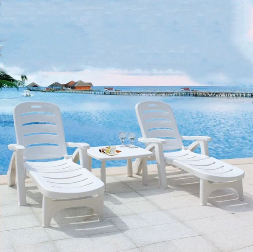 Outdoor Reclining Bed Balcony Rattan Chair Patio Chair Villa Swimming Pool Reclining Bed Folding Rattan Woven Beach Chair