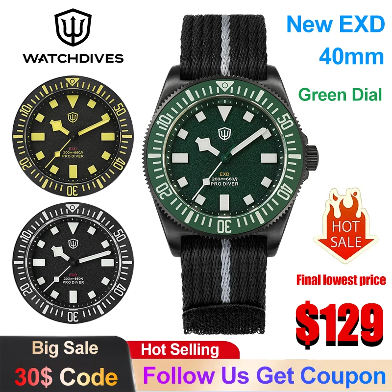 Titanium Sport Watch - Watchdives EXD Quartz Watches 40mm Titanium