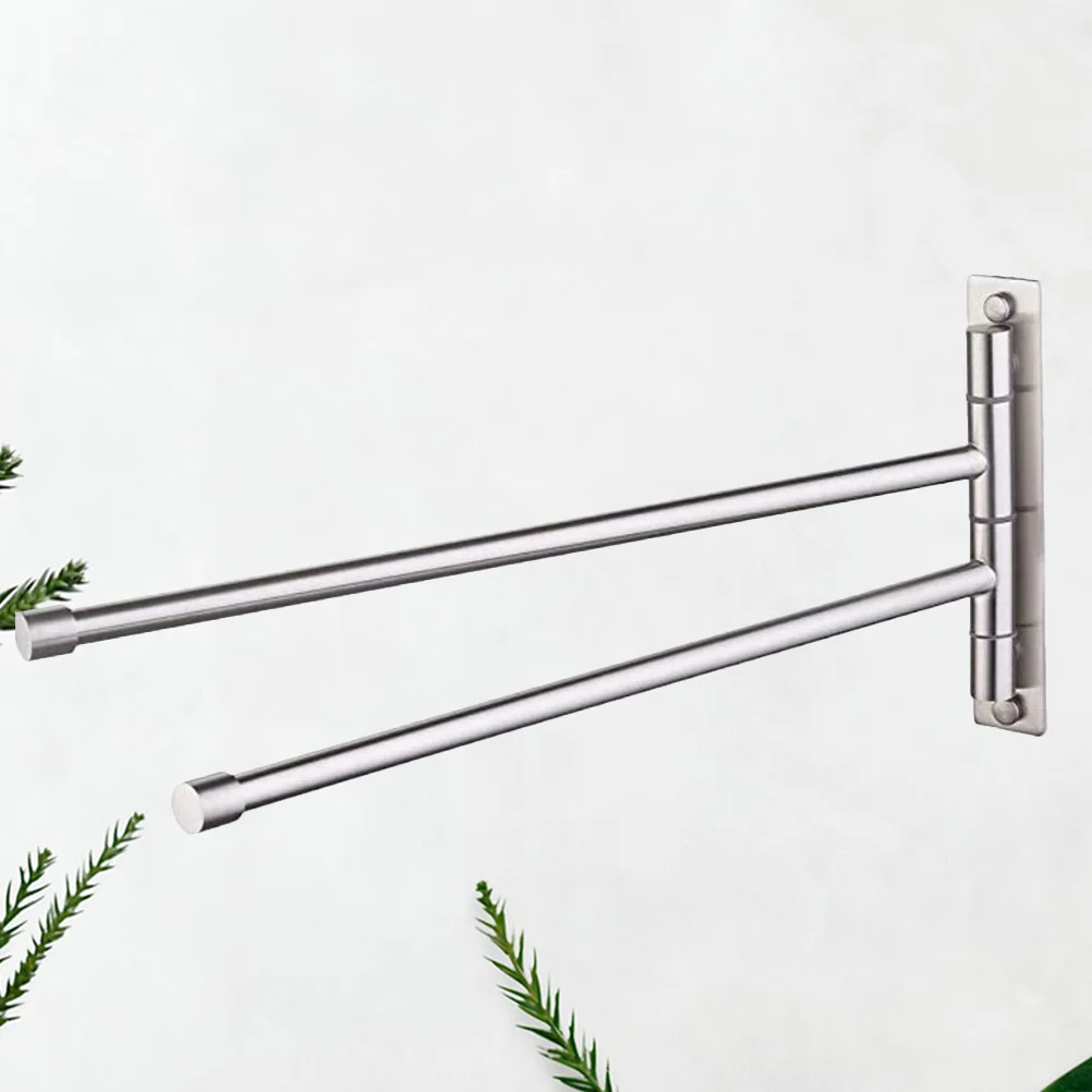 

2 стержня, вешалка для полотенец из нержавеющей стали, вращающаяся на 180 градусов, настенное крепление для ванной комнаты и кухни, держатель-органайзер, вращающаяся вешалка для полотенец