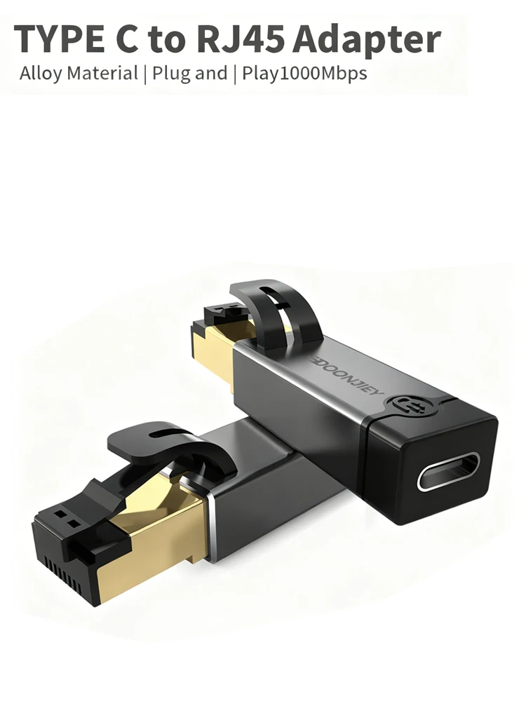 Adaptateur USB C vers Ethernet 1000 Mbps Gigabit USB C Femelle vers RJ45 Mâle Convertisseur Réseau Portable pour Ordinateur Portable Smartphone Tablette