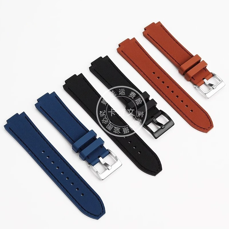 For LV Louis Vuitton Tambour Series First Second Third Generation Raised 21x12mm Cowhide Silicone Rubber Bottom  Watch Straps