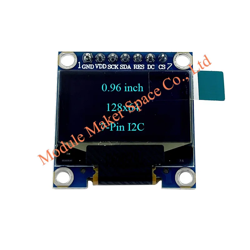 0.96" OLED Display Module 128x64 SSD1306 - 7-Pin SPI/I2C Interface Compatible with Arduino 51 MSP420 STIM32 SCR