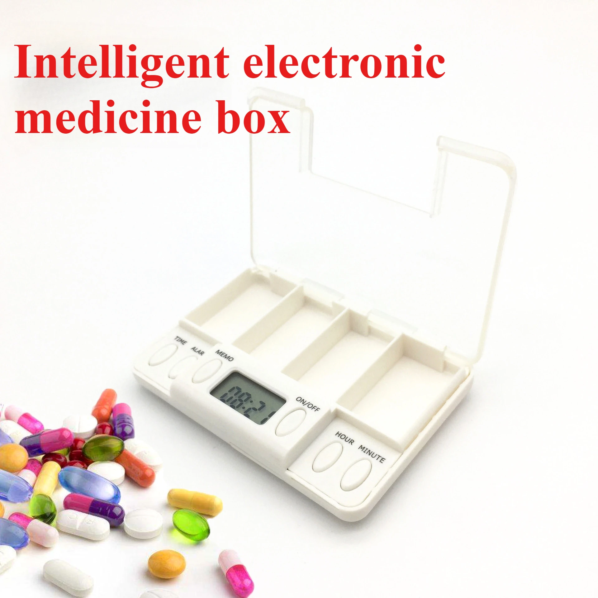 4-Grids Pill Box Electronic Timing Reminder Portable Travel Pill Box Portable Sealed Pill Organizer Medicine Container