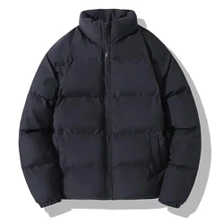 Parkas gruesas para hombre, abrigos cálidos de gran tamaño, sueltos, informales, a la moda, cuello alto, Parka de Color sólido, ropa de calle 5XL, invierno, 2023