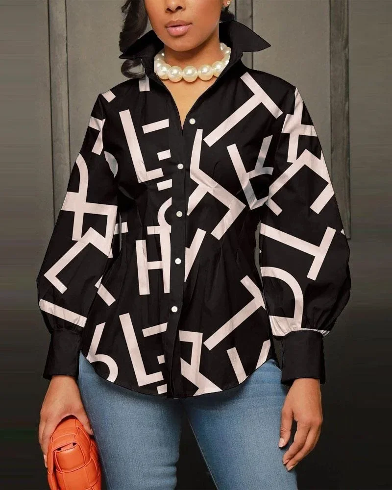 

Vintage Women Print Long Sleeve Single Breasted High Waist Corset Tunic Blouse and Shirt Tops