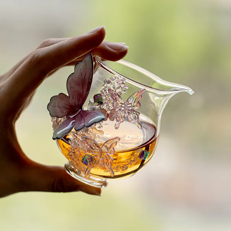 

Чистая ручная работа, термостойкое боросиликатное стекло, ярмарка, креативная чашка-бабочка, дозатор чая, средняя чашка, бытовая средняя