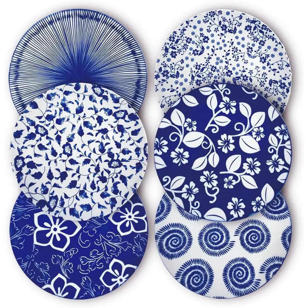 

8 Inch Ceramic Dessert Salad Appetizer Pasta Steak Pancake Fruit Dinner Plates Set of 6, Premium Gift for House Warming, Birthda