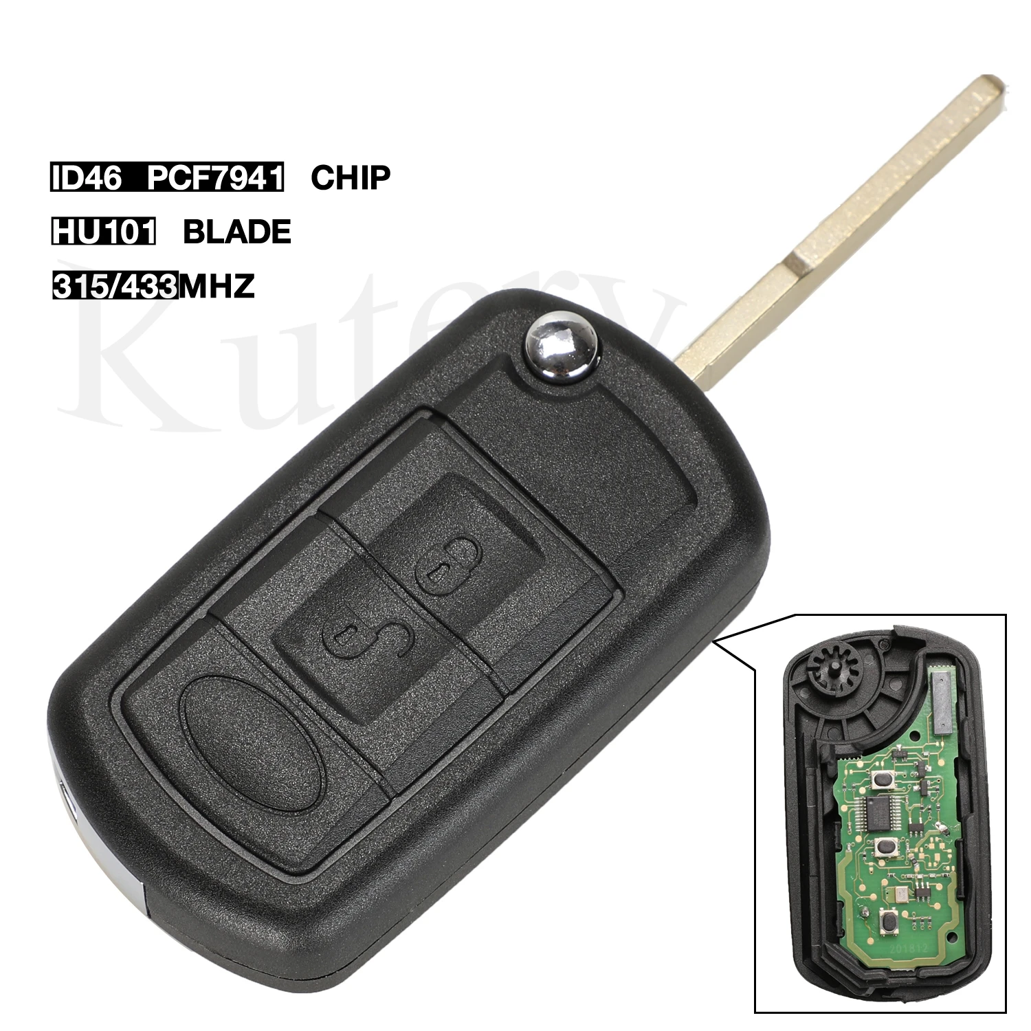 

jingyuqin 5pcs Flip Remote Car key 315/433MHz ID46 PCF7941 Chip for Land Rover Range Rover Discovery 3 Fob Control