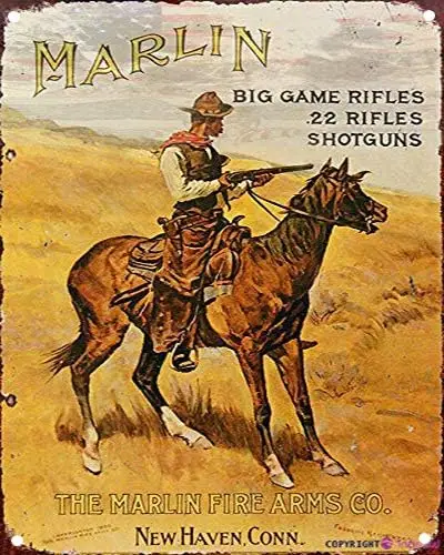 Marlin Firearms Western Cowboy Retro Vintage Wall Art Decoration Metal Sign 12 X 8 inch