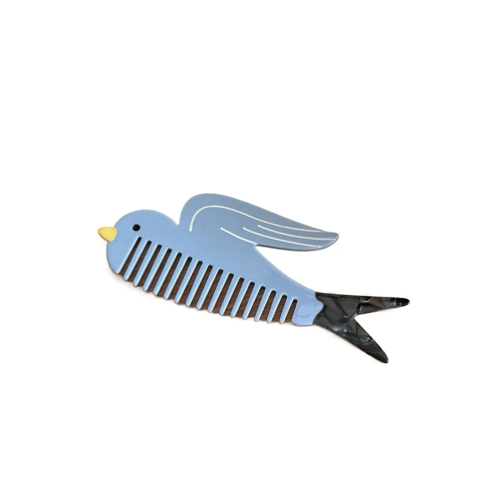

New Wide Toothed Acetate Comb Cartoon Animal Fruit Design Hair Care Comb Anti-static Massage Function Salon Comb