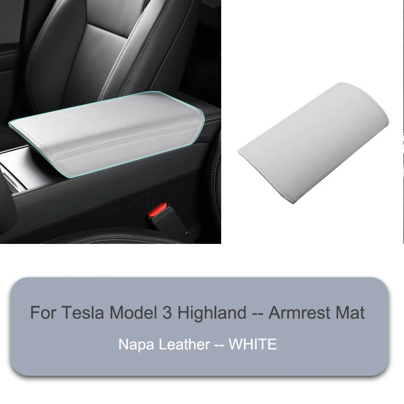 For Tesla Model 3 Highland Armrest Box Napa Leather Protective Pad Non-destructive Installation Model 3+ Suede Armrest Cushion