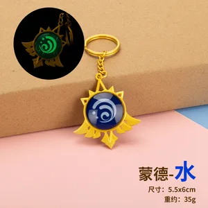 Genshin Impact Vision Inazuma Ganyu Keqing Wendi Xiao Game سلسلة مفاتيح مضيئة 7 عناصر أسلحة عين لعبة الله الأصلية حلقة مفاتيح أفضل 6 مبيعات Genshin Vision - رقم 4